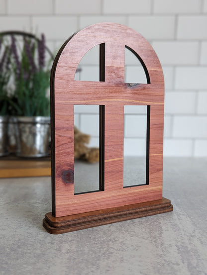 Handcrafted wooden Cross Arch shelf decor