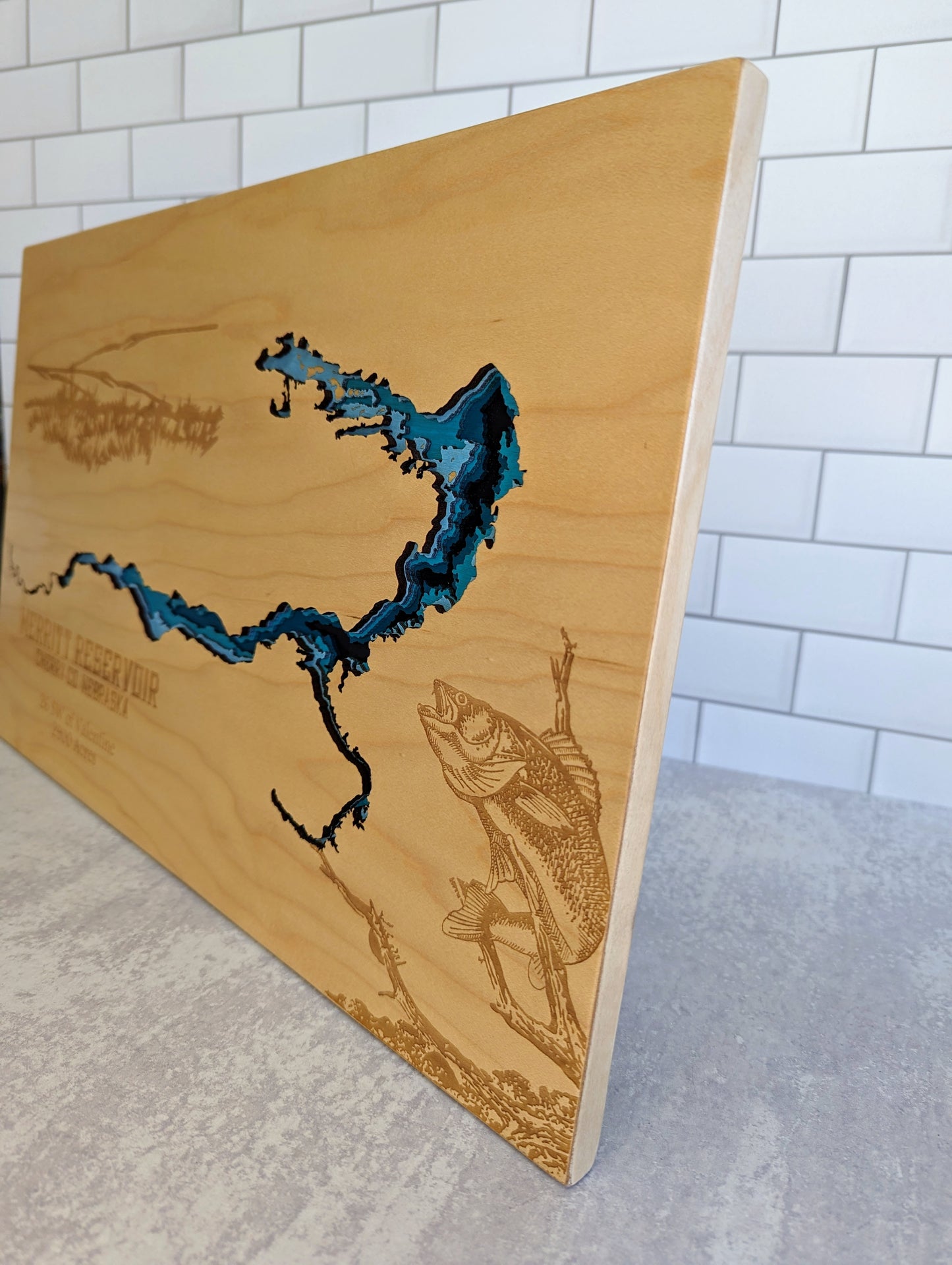 Merritt Reservoir: Wooden Layered Lake Map