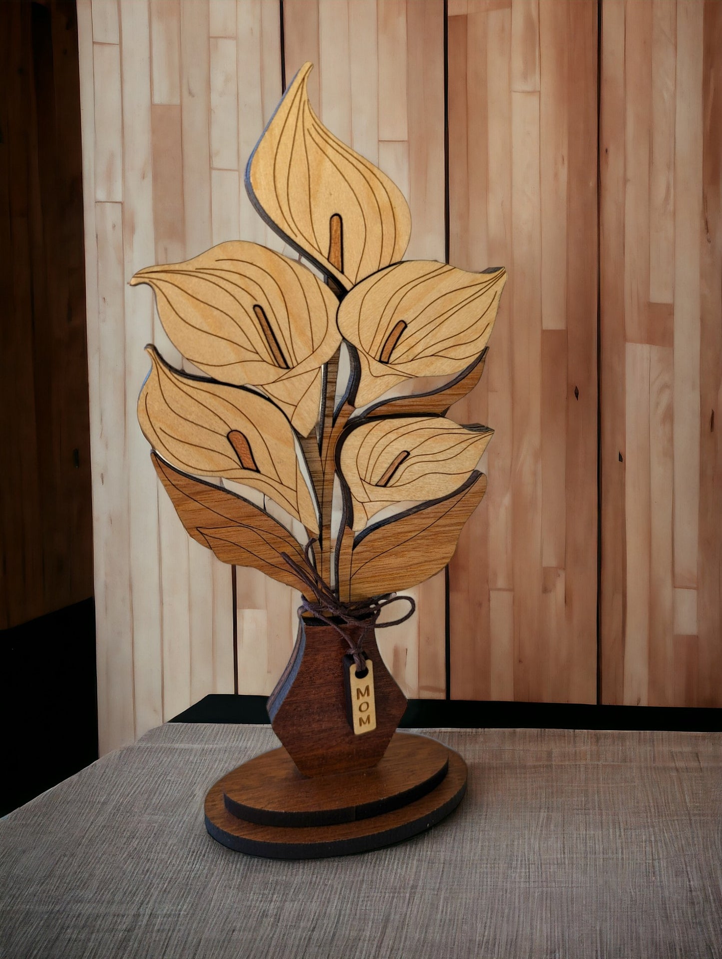 Everlasting Blooms: Handcrafted wooden calla lily floral bouquets for gift giving