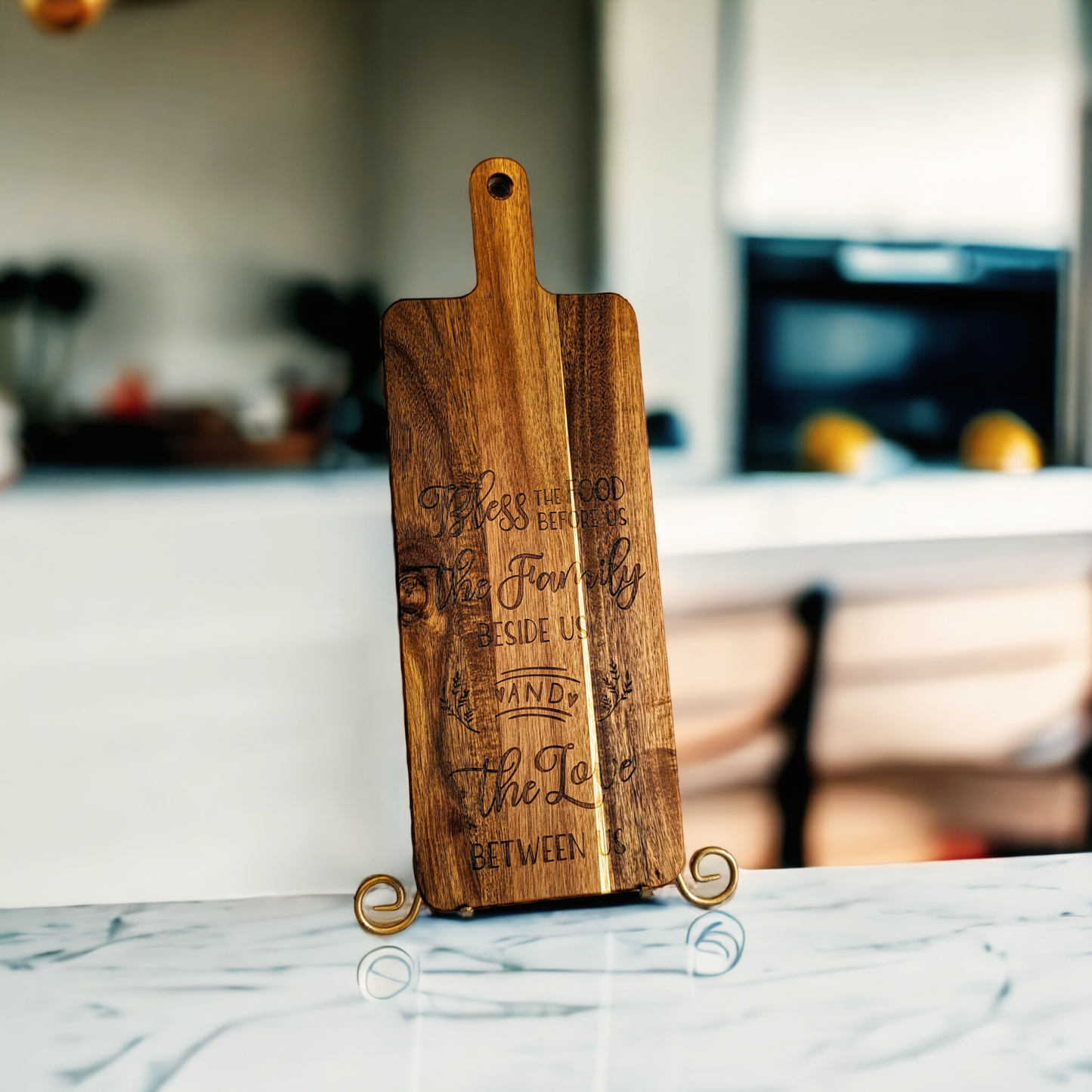 Bless the Food Before Us Acacia Wood Cutting Board/Serving Tray