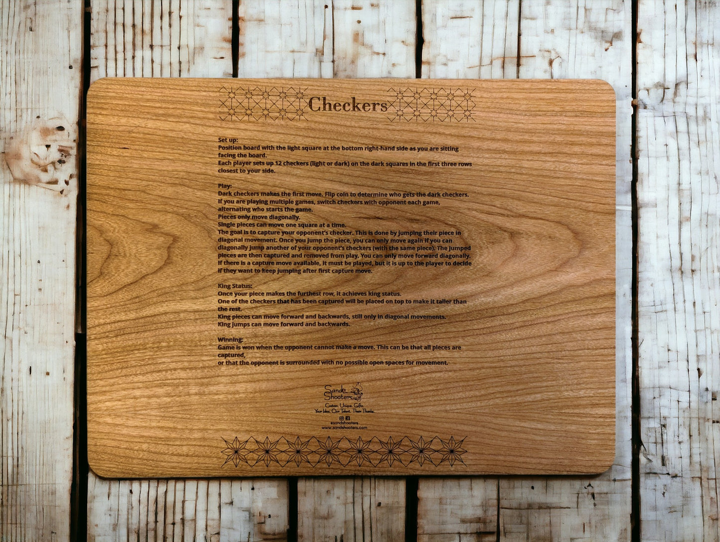 Handcrafted Wooden Checkers Game