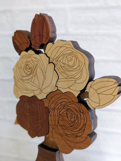 Everlasting Blooms: Handcrafted wooden rose floral bouquets for gift giving