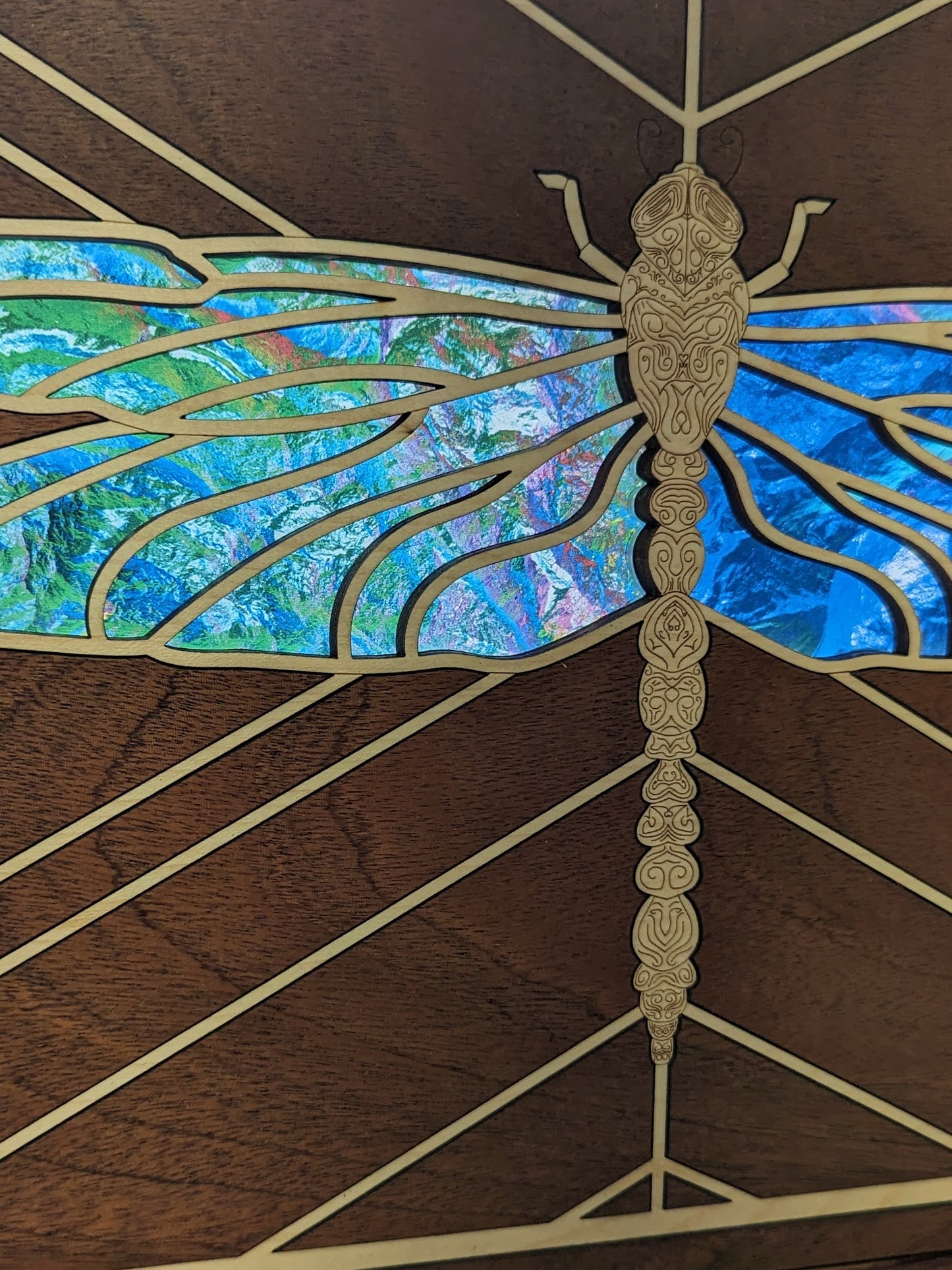 Dragonfly Shelf Sitter w/ Stained Glass Wings