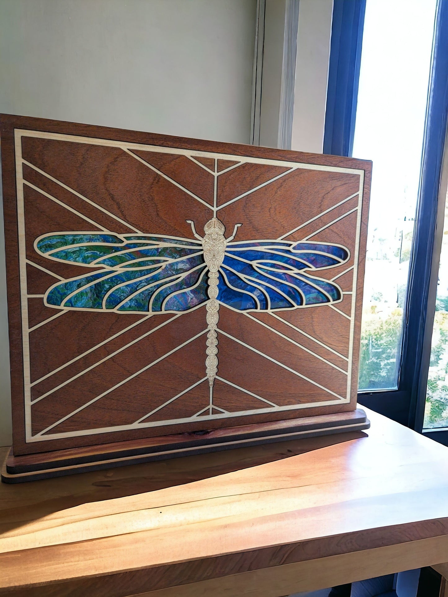 Dragonfly Shelf Sitter w/ Stained Glass Wings