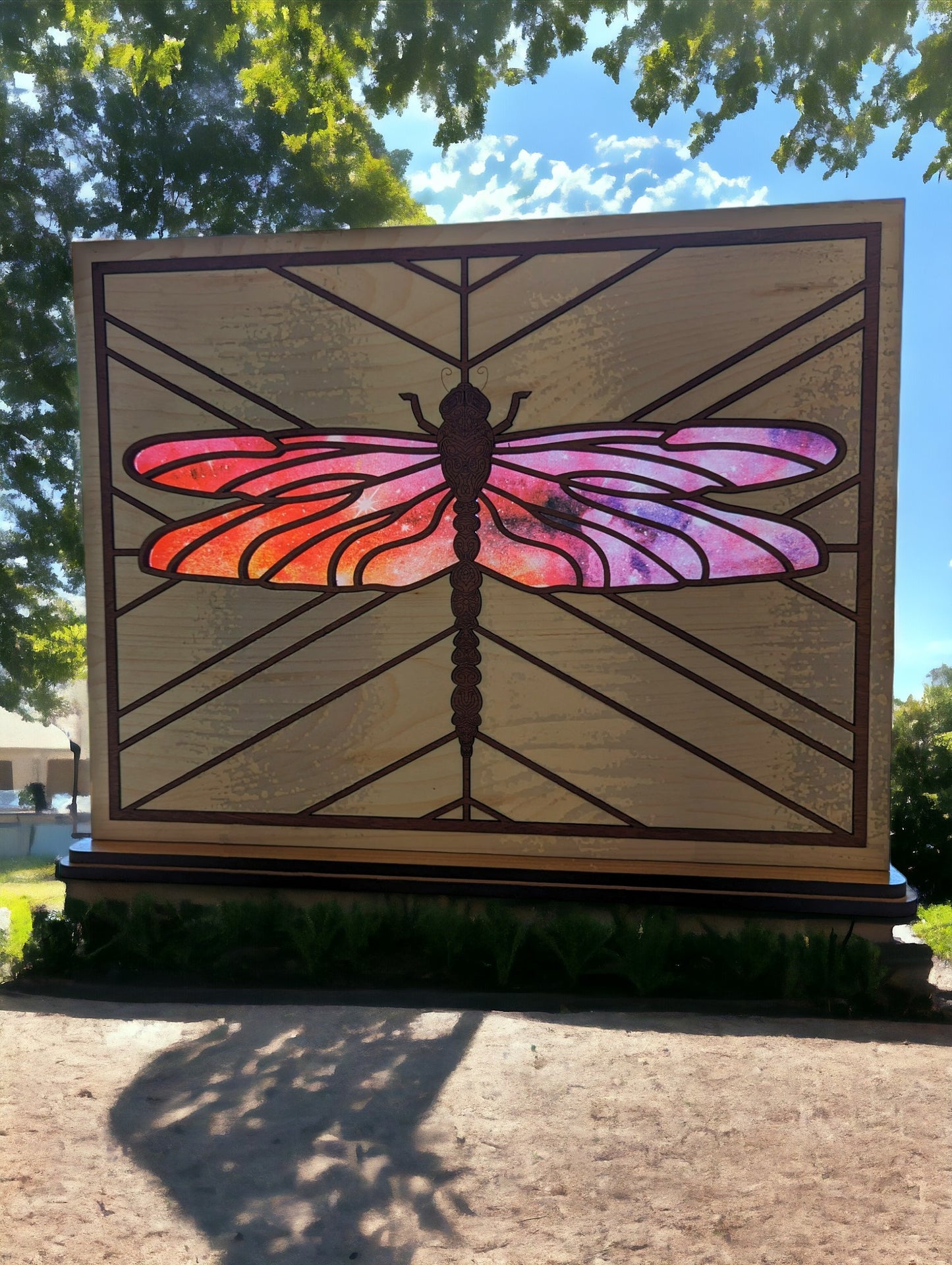 Dragonfly Shelf Sitter w/ Stained Glass Wings