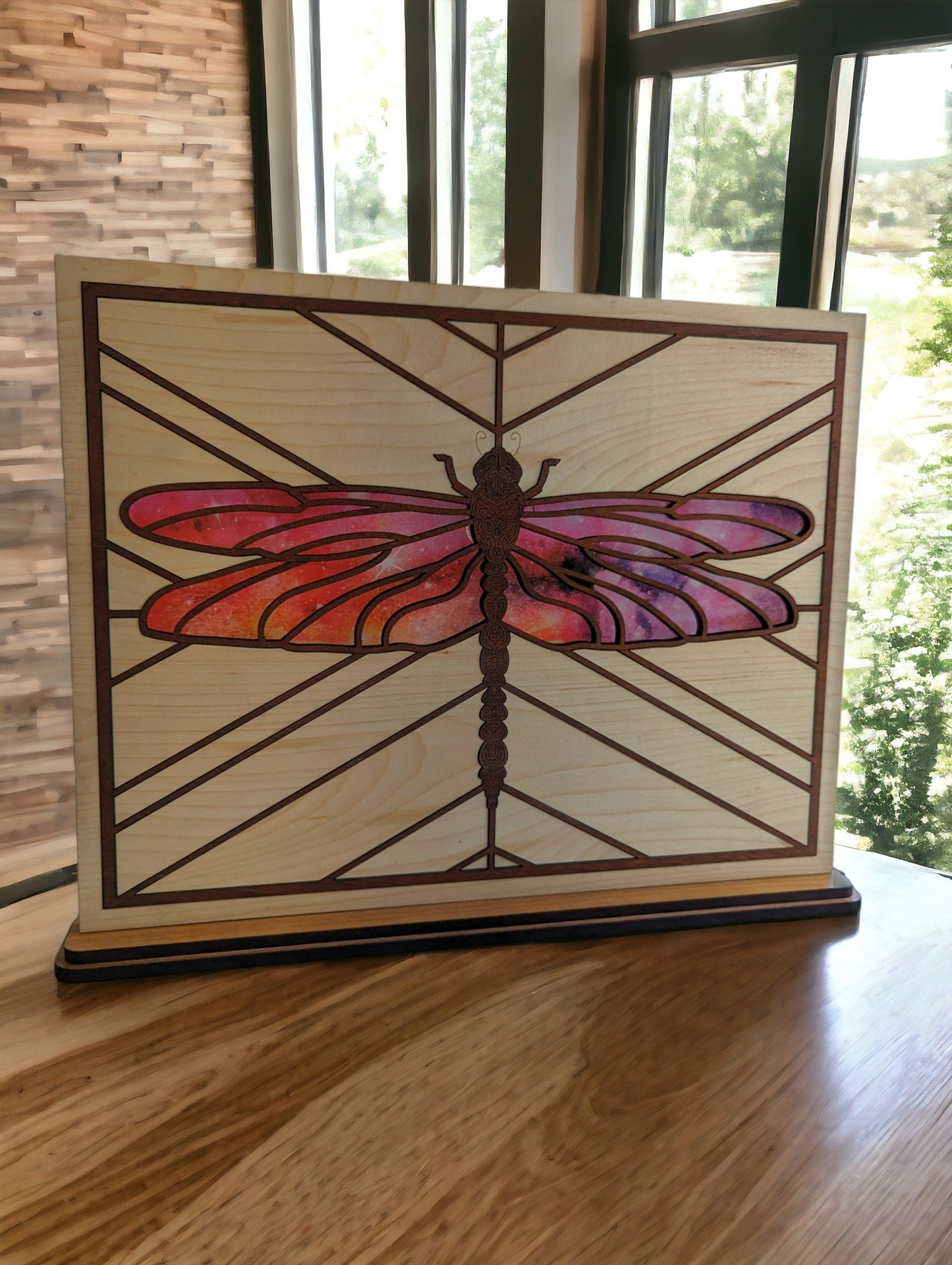 Dragonfly Shelf Sitter w/ Stained Glass Wings