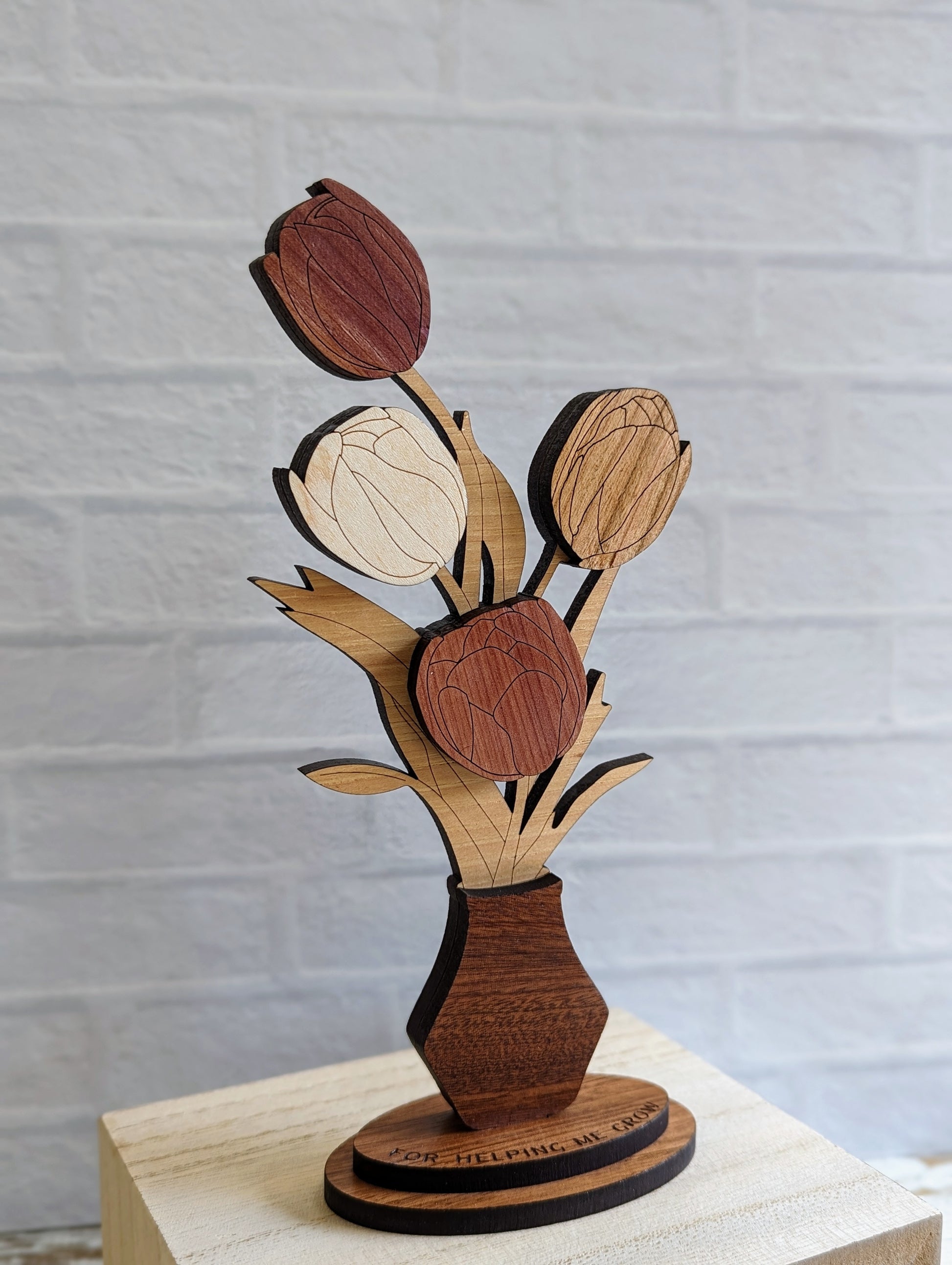 Everlasting Blooms: Handcrafted wooden tulip floral bouquet for gift giving
