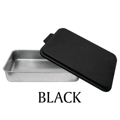black personalized laser engraved cake pan by Sand Shooters