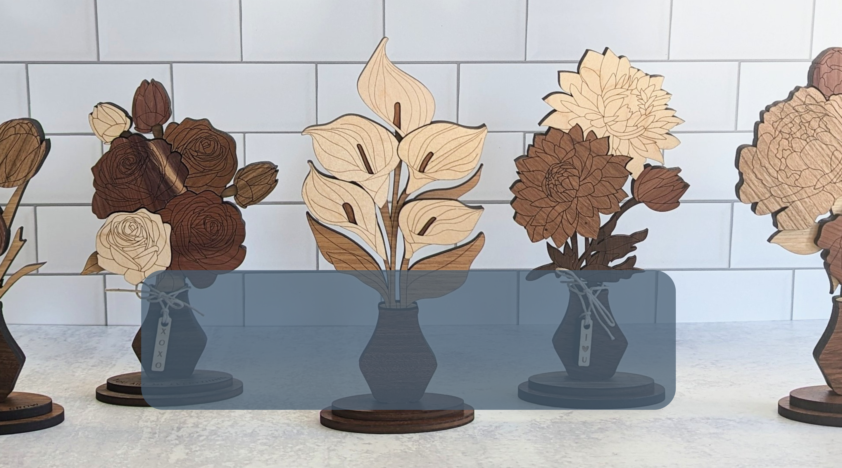 Photo of handcrafted wooden flowers or Everlasting Blooms from Sand Shooters