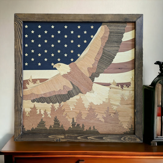 "Free Flying" Laser Cut Wood Inlay Wall Art