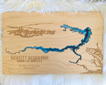 Merritt Reservoir: Wooden Layered Lake Map