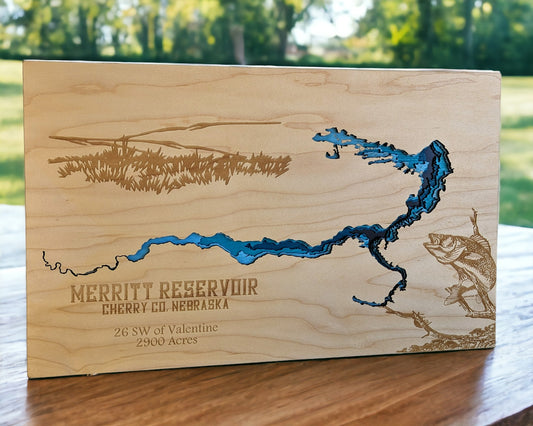 Merritt Reservoir: Wooden Layered Lake Map