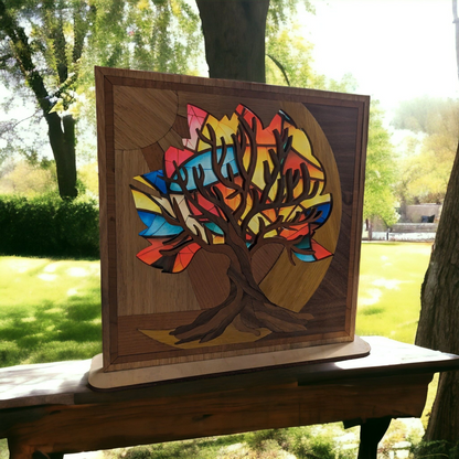 Tree of Life Shelf Sitter w/ Stained Glass Leaves