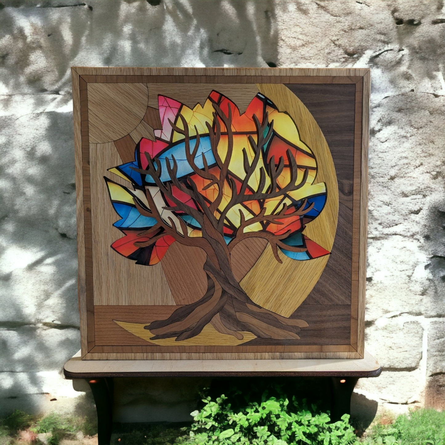 Tree of Life Shelf Sitter w/ Stained Glass Leaves