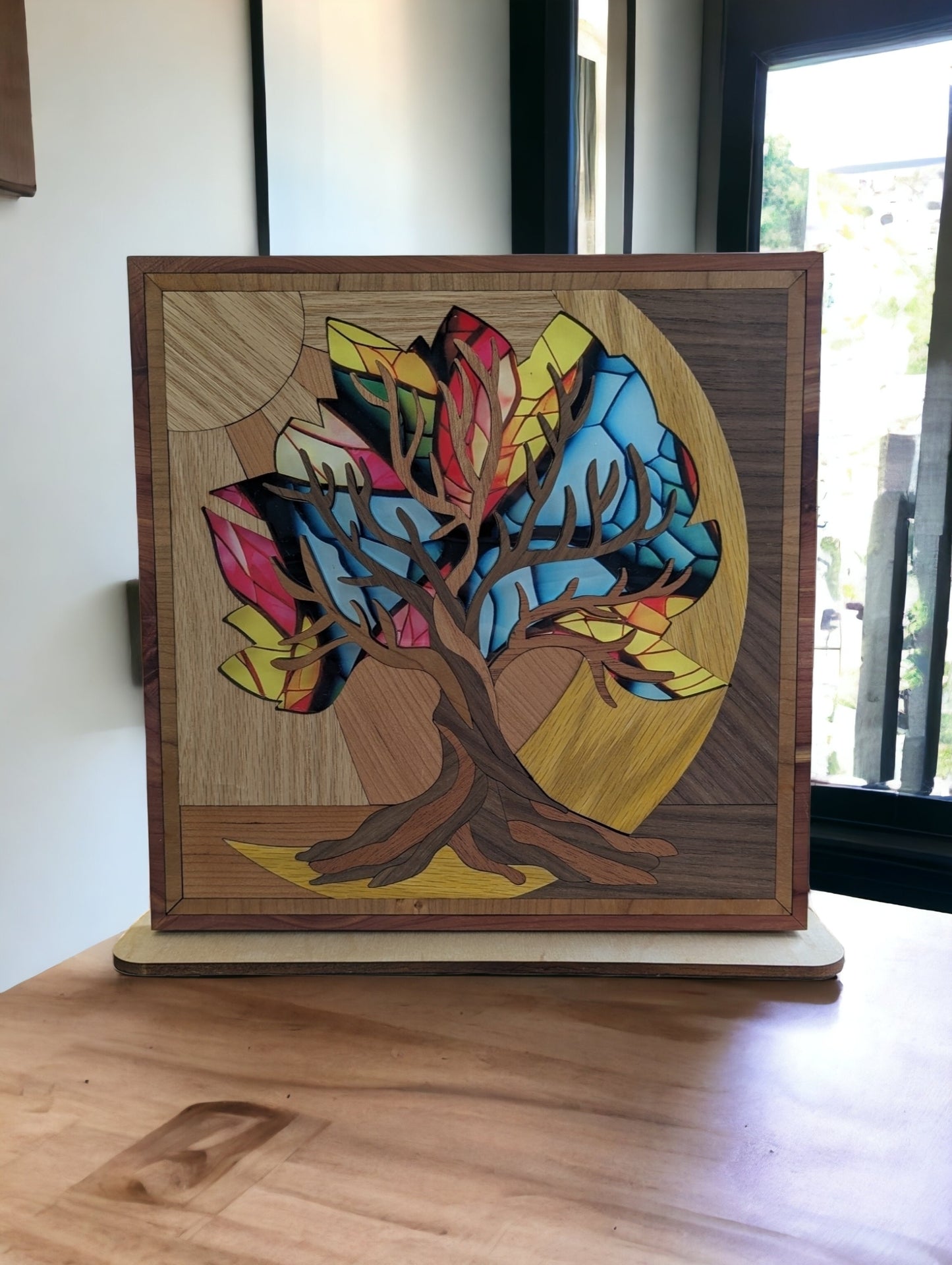 Tree of Life Shelf Sitter w/ Stained Glass Leaves