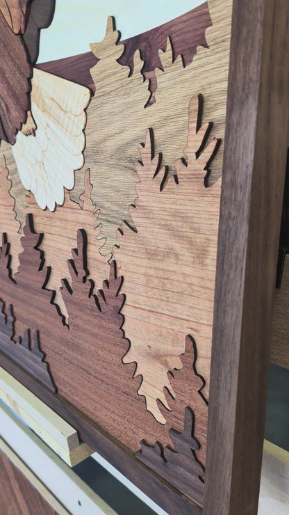 "Free Flying" Laser Cut Wood Inlay Wall Art