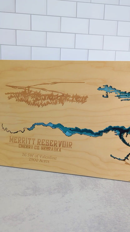 Merritt Reservoir: Wooden Layered Lake Map