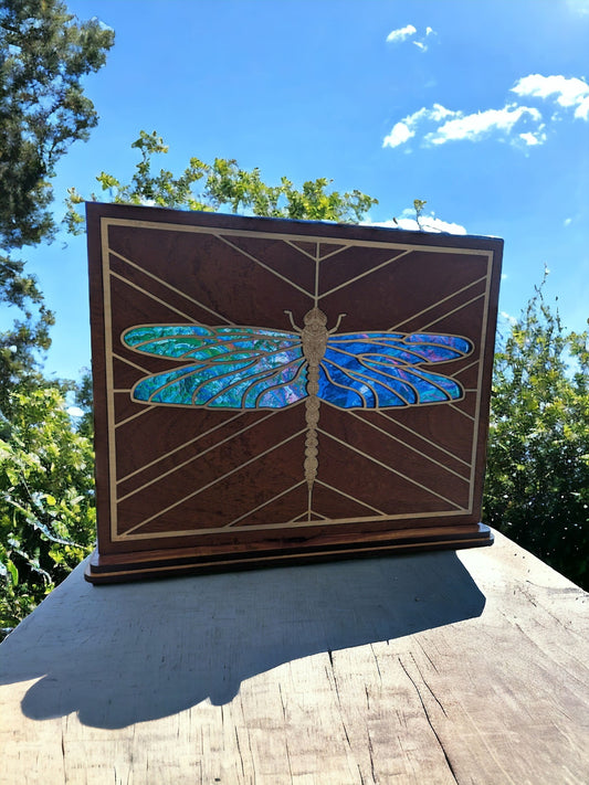 Dragonfly Shelf Sitter w/ Stained Glass Wings